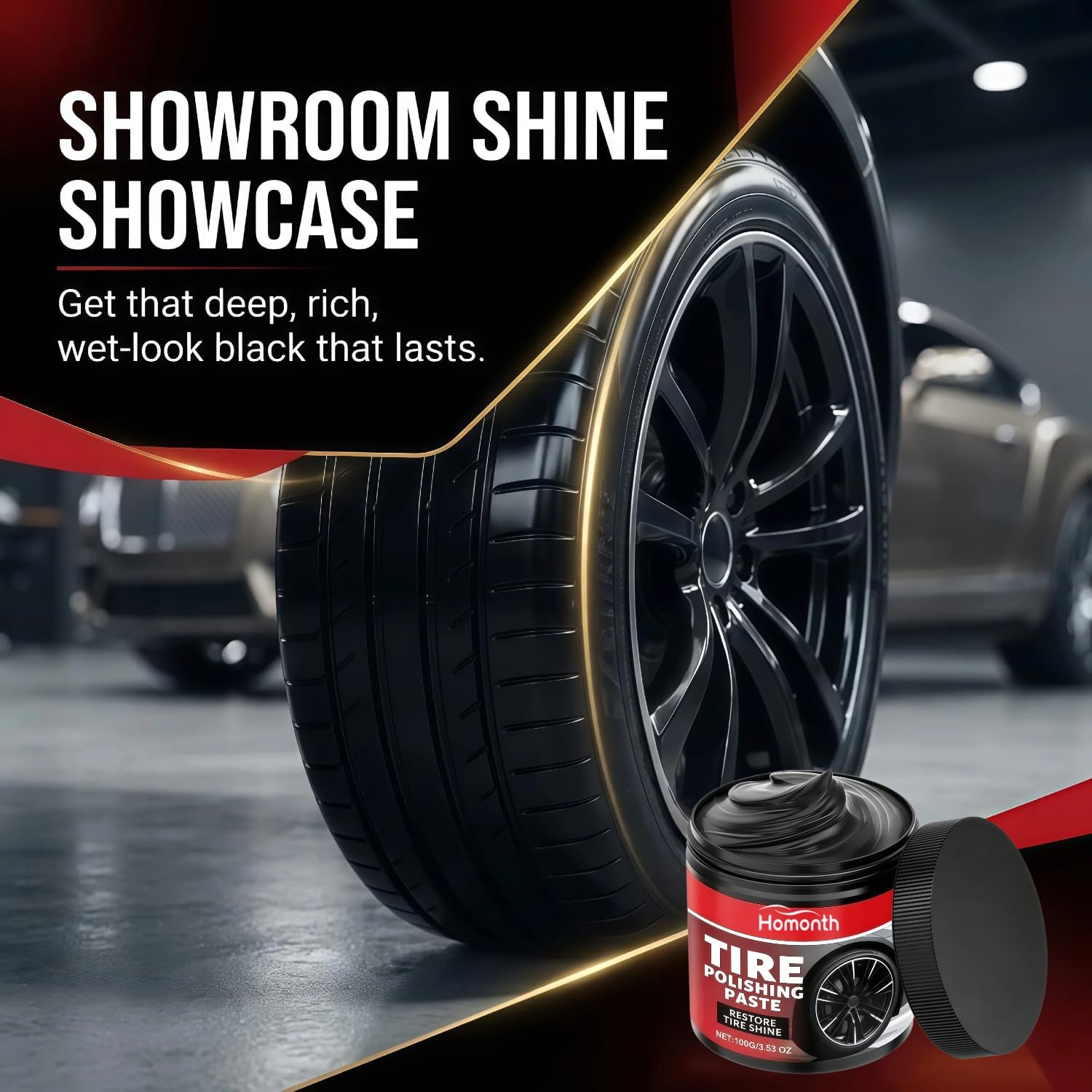 2PCS Car Tire Shine with Sponge, Tire Coating Paste, Tire Polishing Paste