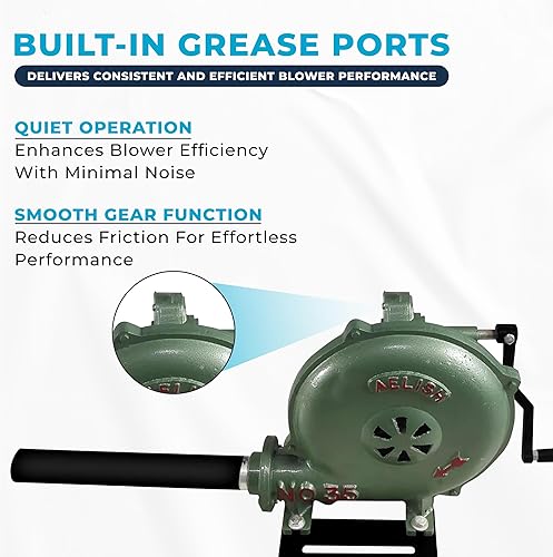 Miniatura 7 de SIMOND STORE Soplador de forja de herrería de manivela, carcasa de aluminio fundido de 11 pulgadas, soplador manual resistente para herrero,