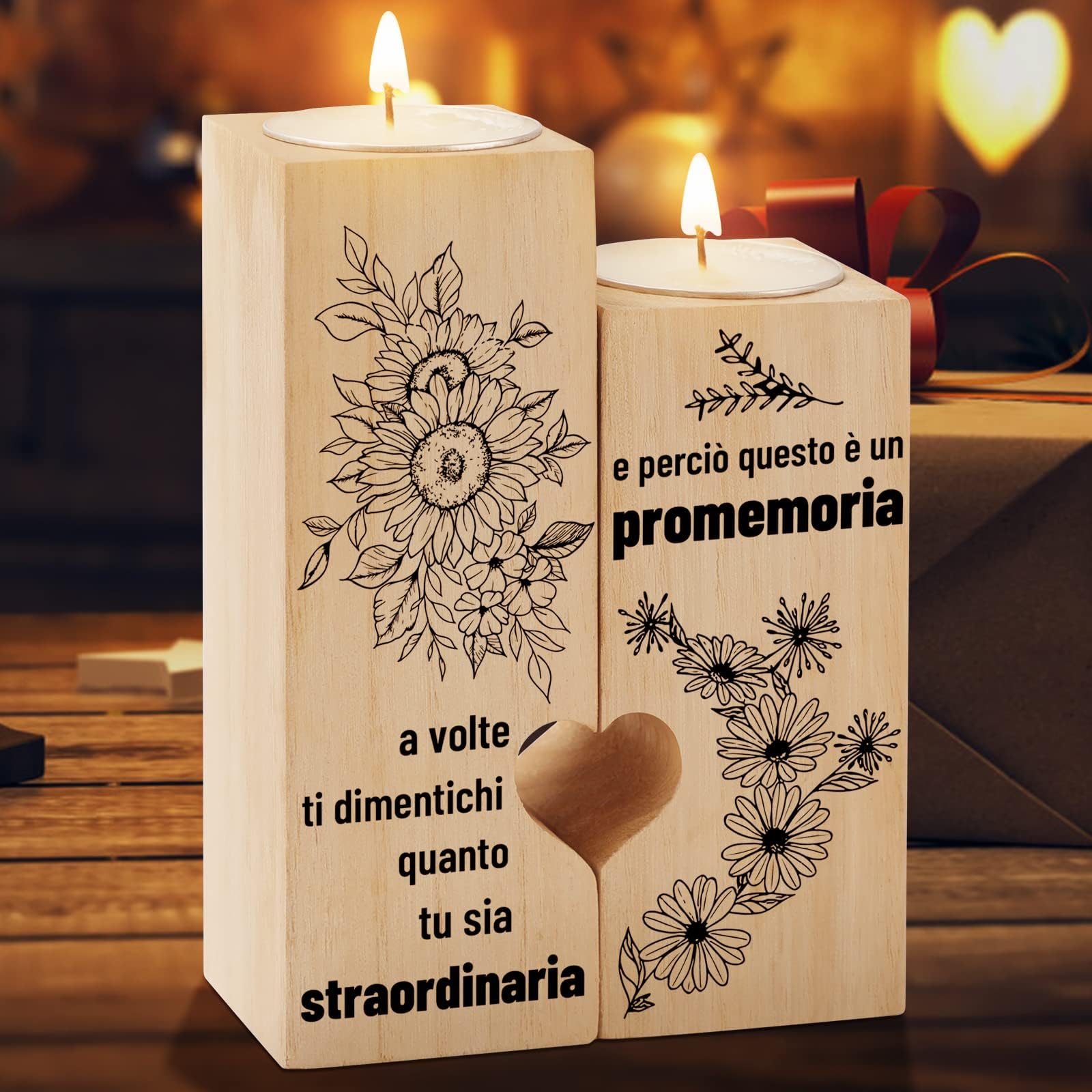 Targa Da Appendere A Forma Di Puzzle - Regalo Per Amica, Compleanno O Natale, Legno Con Fil Di Juta - Foto 7