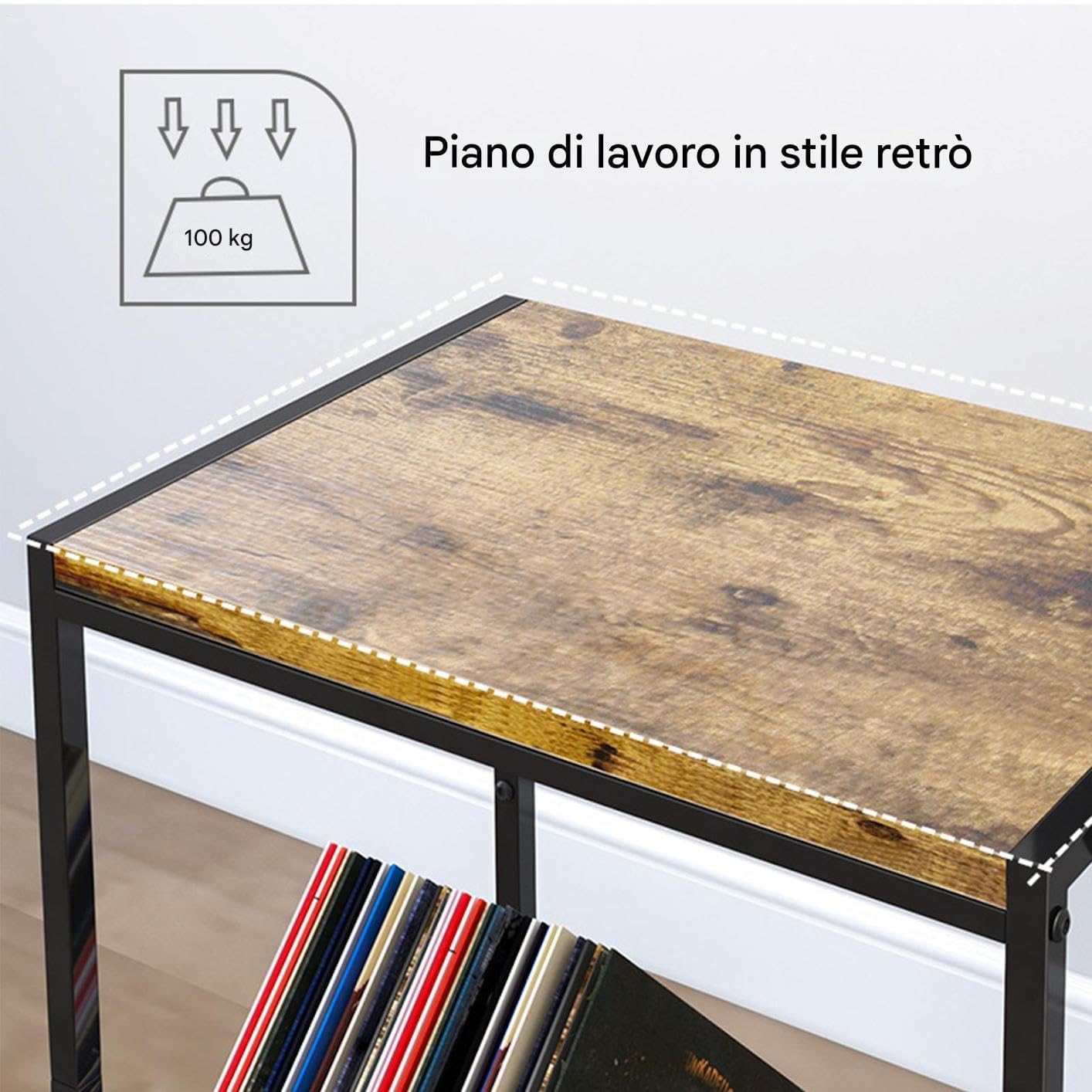 Espositore per dischi in vinile a doppio livello, per casa, negozio, studio, ufficio, soggiorno, perfetto per appassionati di vinile e collezionisti