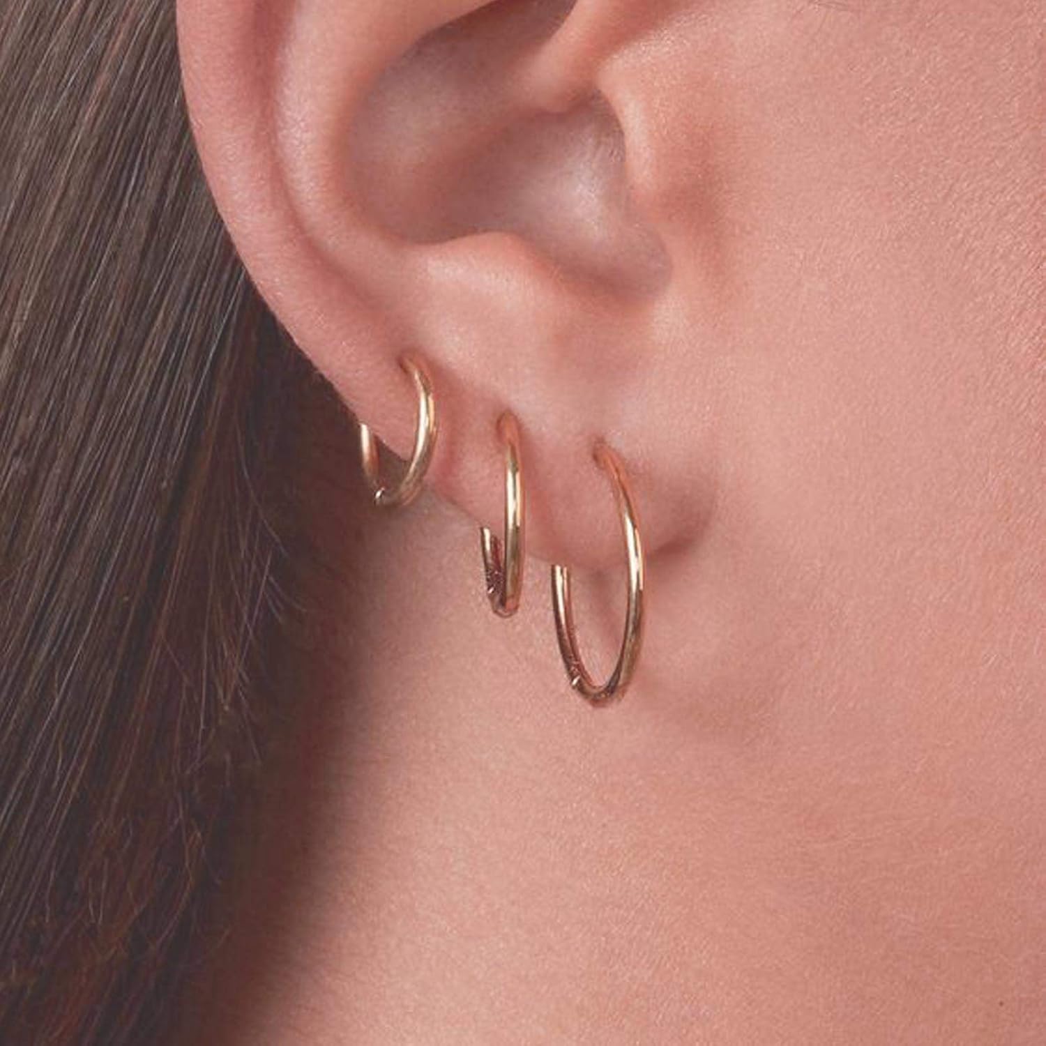 Gacimy Gold Hoop Earrings for Women 14K Real Gold Plated Hoops with 925 Sterling Silver Post - Image 2