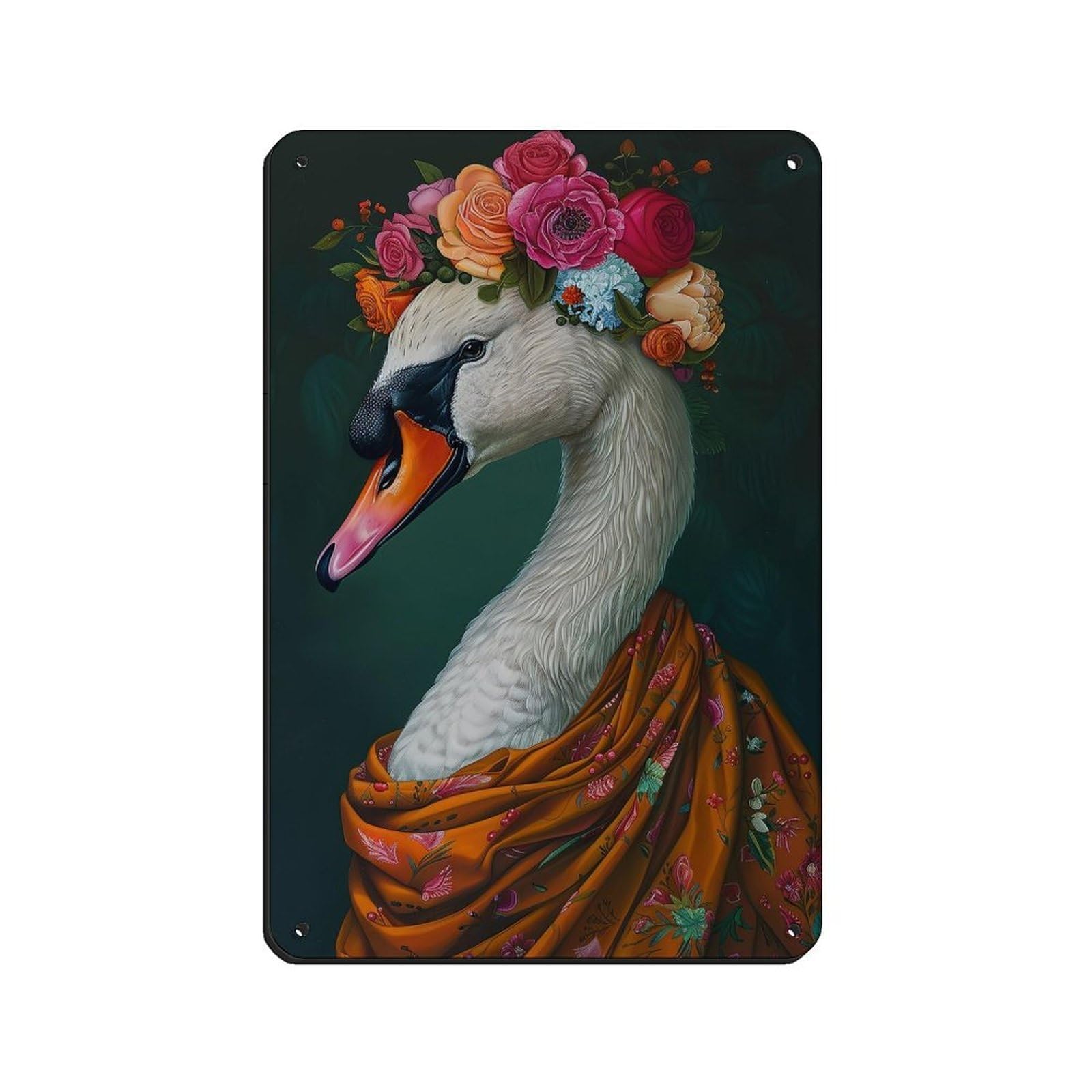 Lxwnze 20L X 30W Cm Vintage Swan Portrait Poster Swan Tin Sign Vintage Metal Pub Club Cafe Bar Home Wall Art Decoration Poster Retro 8X12inch(20X30cm)