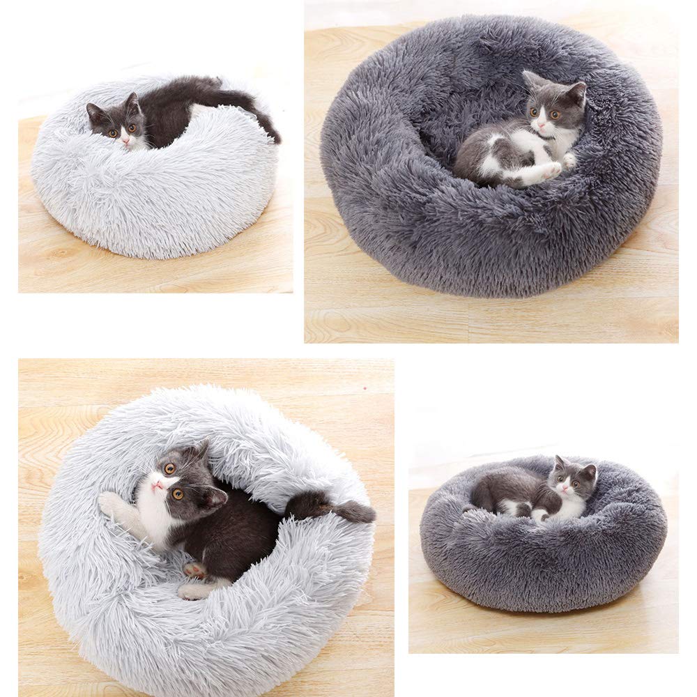 Decdeal Rundes Haustierbett Für Hunde & Katzen - Doughnut-Form, Plüsch, Wasserabweisend