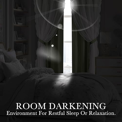 Vista 35 de PONY DANCE Cortinas decorativas para niñas, cortinas decorativas para niños, cortina de doble capa con volantes, superposición para oscurecer