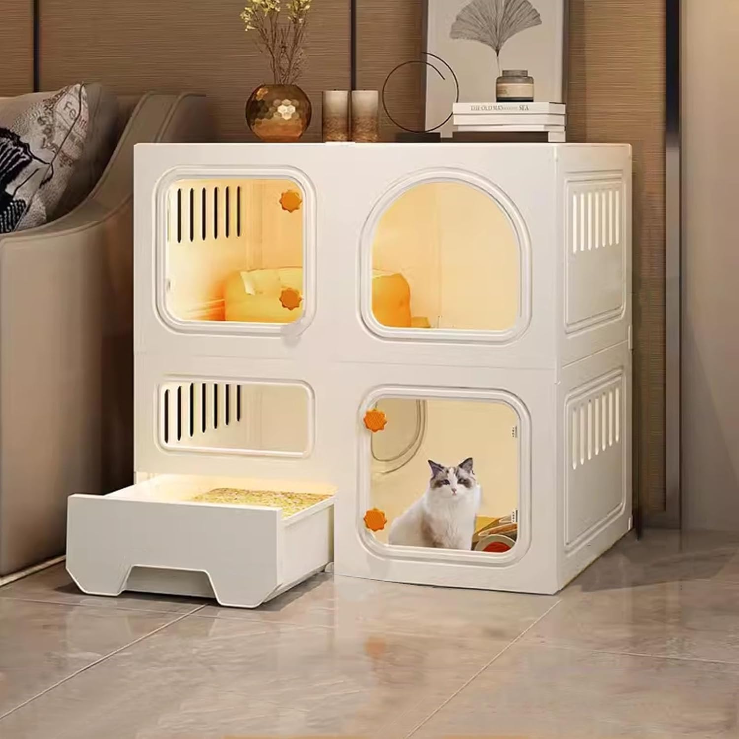 Large Cat Cage with Litter Box Indoor Transparent Cat Playpen Cat Exercise Place Removable Easy to Install Suitable for 1-2 Cats, 2002-02-01 00:00:00