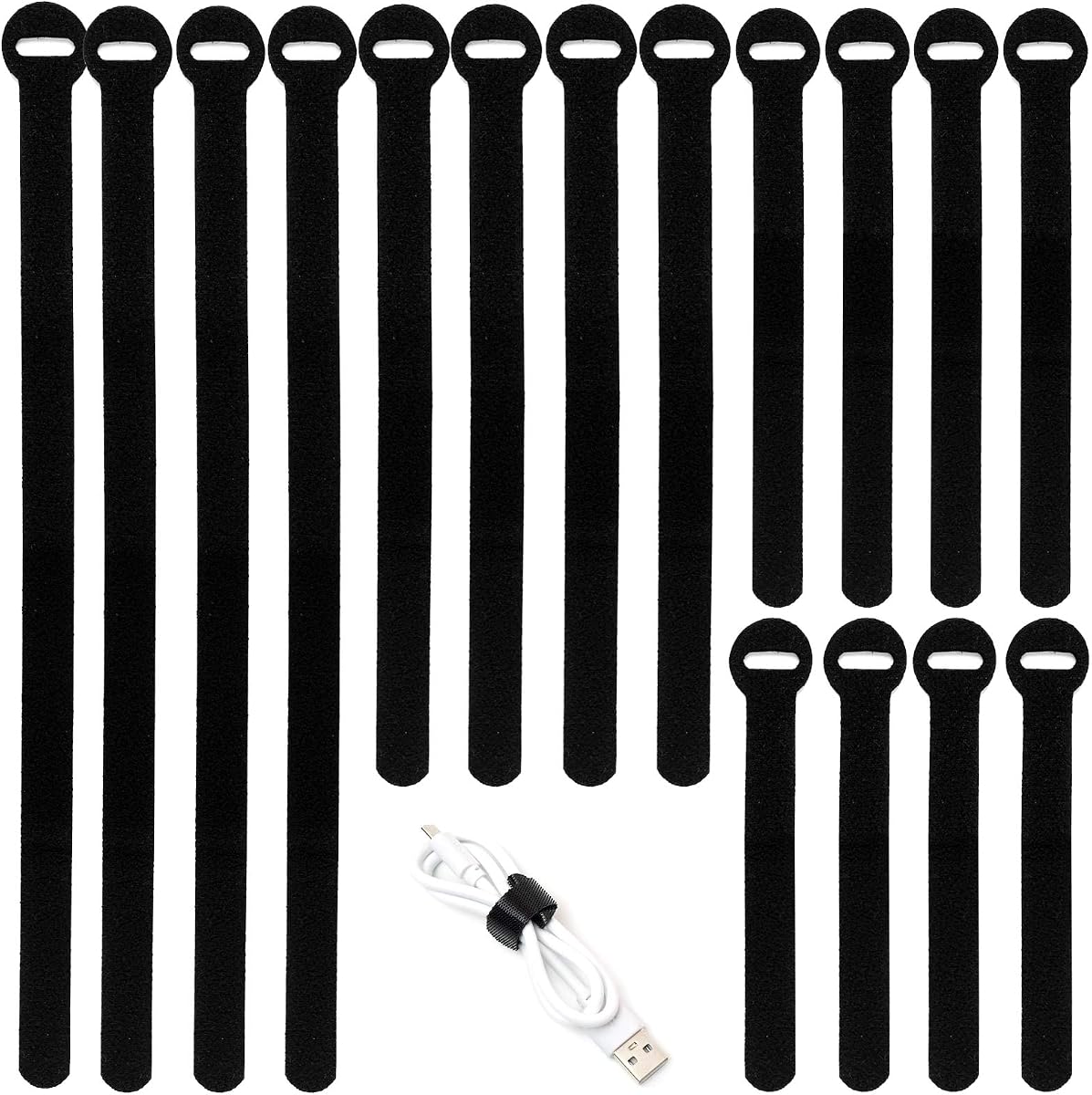 150 bridas reutilizables para cables – 4+6+8+10 pulgadas multiusos para gestión de cables con gancho y bucle, bridas para cables, organizador de cables de sujeción ajustable, organizador de cables para el hogar, la oficina y los centros de datos, color negro