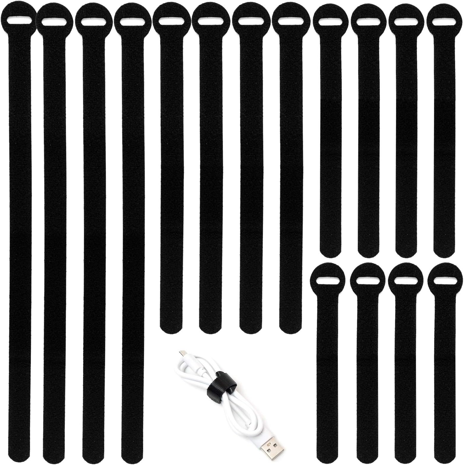 150PCS Reusable Cable Ties - 4+6+8+10inch Multi-Purpose Cable management Hook & Loop Cable Straps Wire Ties,Adjustable Fastening Cord Organizer,Cable Organizer for Home,Office and Data Centers,Black