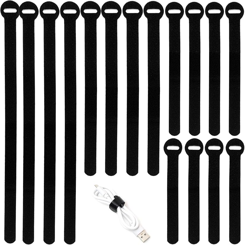 150 bridas reutilizables para cables – 4+6+8+10 pulgadas multiusos para gestión de cables con gancho y bucle, bridas para cables, organizador de cables de sujeción ajustable, organizador de cables para el hogar, la oficina y los centros de datos, color negro