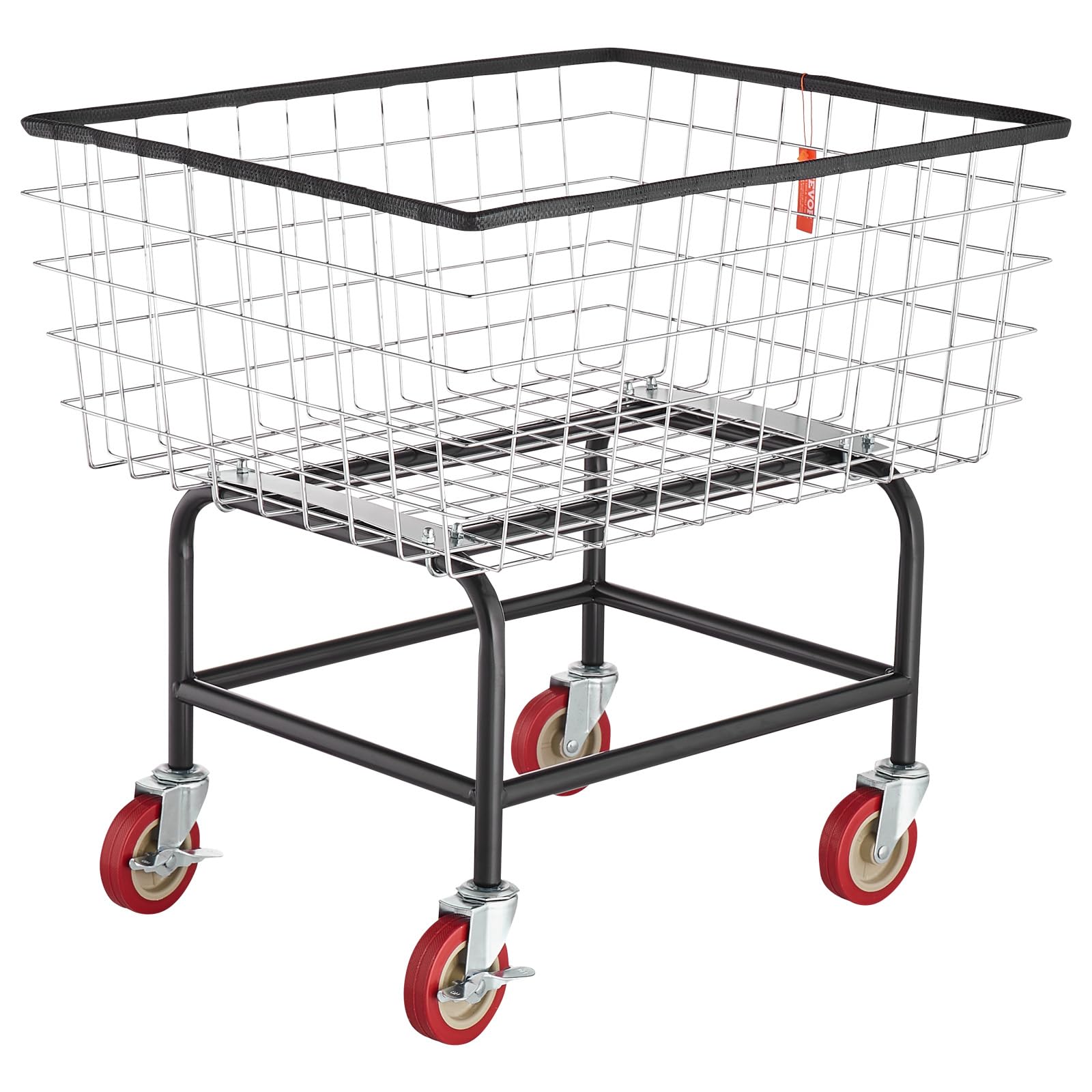 VEVOR Chariot à Linge en Fil Métallique Capacité de 100 L 68x55x67 cm, Panier à Linge Mobile avec Roulettes, Cadre en Acier Chromé, Déplacement en Douceur, pour Buanderie, Chambre, Salle de Bain