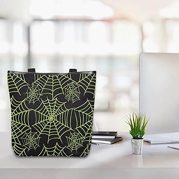 Amazon.com: Halloween Spider Web Canvas Tote Bag with Zipper