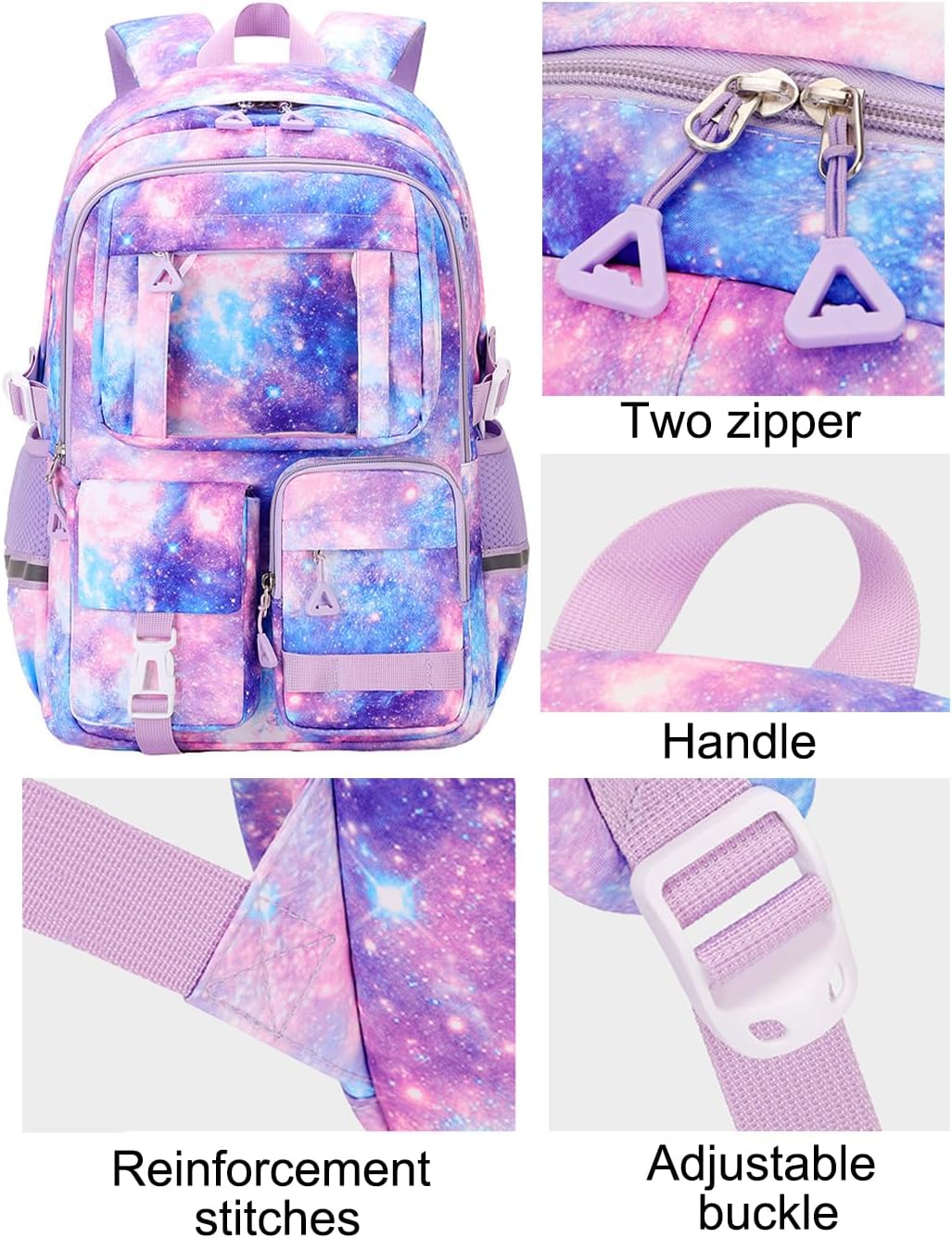 JiaYou Girls Dopamine Color Backpack Casual Daypack fit for School travel outdoor activities(Strawberry-3Pcs,25 Liters) - Image 3