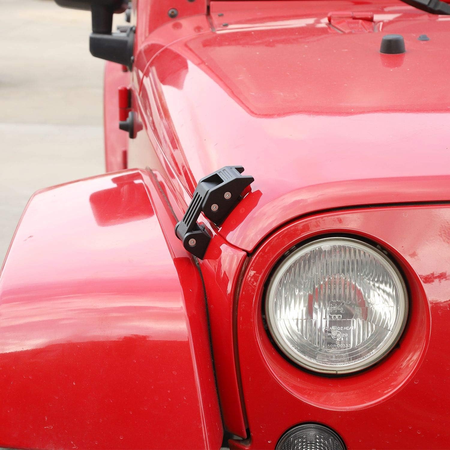 JeCar Aluminum Hood Latches for 2007-2018 Jeep Wrangler JK JKU 2018-2024 2025+ Jeep Wrangler JL JLU Gladiator JT Hood Latches Locking Kit