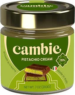 Cambie Authentic Italian Pistachio Cream - Smooth Roasted Pistachio Butter for Dubai Chocolate Bars, Crepes, Gelato & Pastries (7oz)