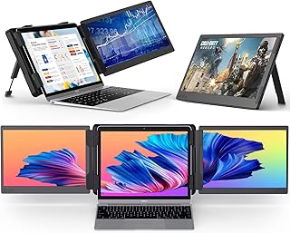 ALLVIA Portable Monitor for Laptop 12 Inch Detachable Triple Portable Monitor with Kickstand 1080P HDR IPS Laptop Monitor Screen Extender for 13-17” Windows, Chrome & Mac Laptops (Not for M1Chip)