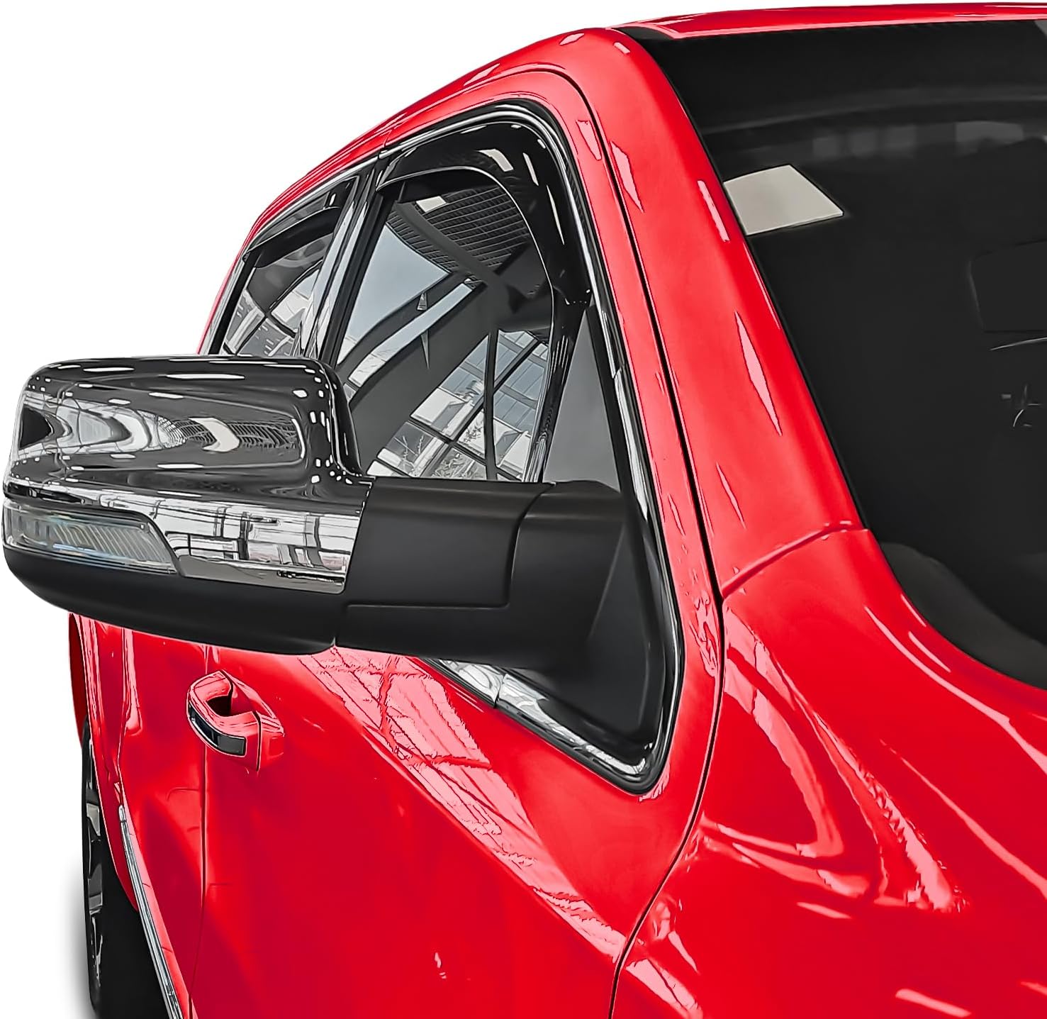 Voron Glass in-Channel Extra Durable Rain Guards for Trucks Dodge RAM 1500 2019-2026 Quad Cab, Window Deflectors, Vent Window Visors, 4 Pieces - 230088