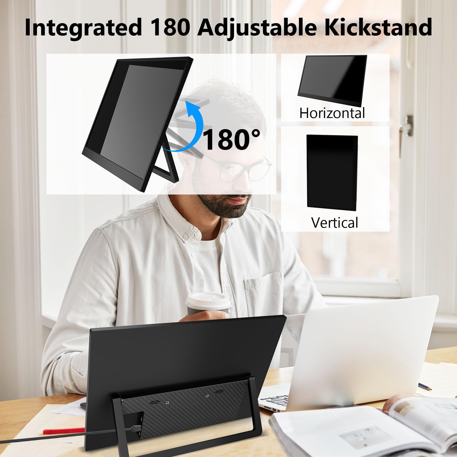 Showscren 15.3 Inch Portable Touchscreen Monitor, 1920x1200 FHD External Second Screen, USB C HDMI Plug & Play Travel Monitor for Laptop, PS5, Xbox, Smartphone & Gaming — view 5