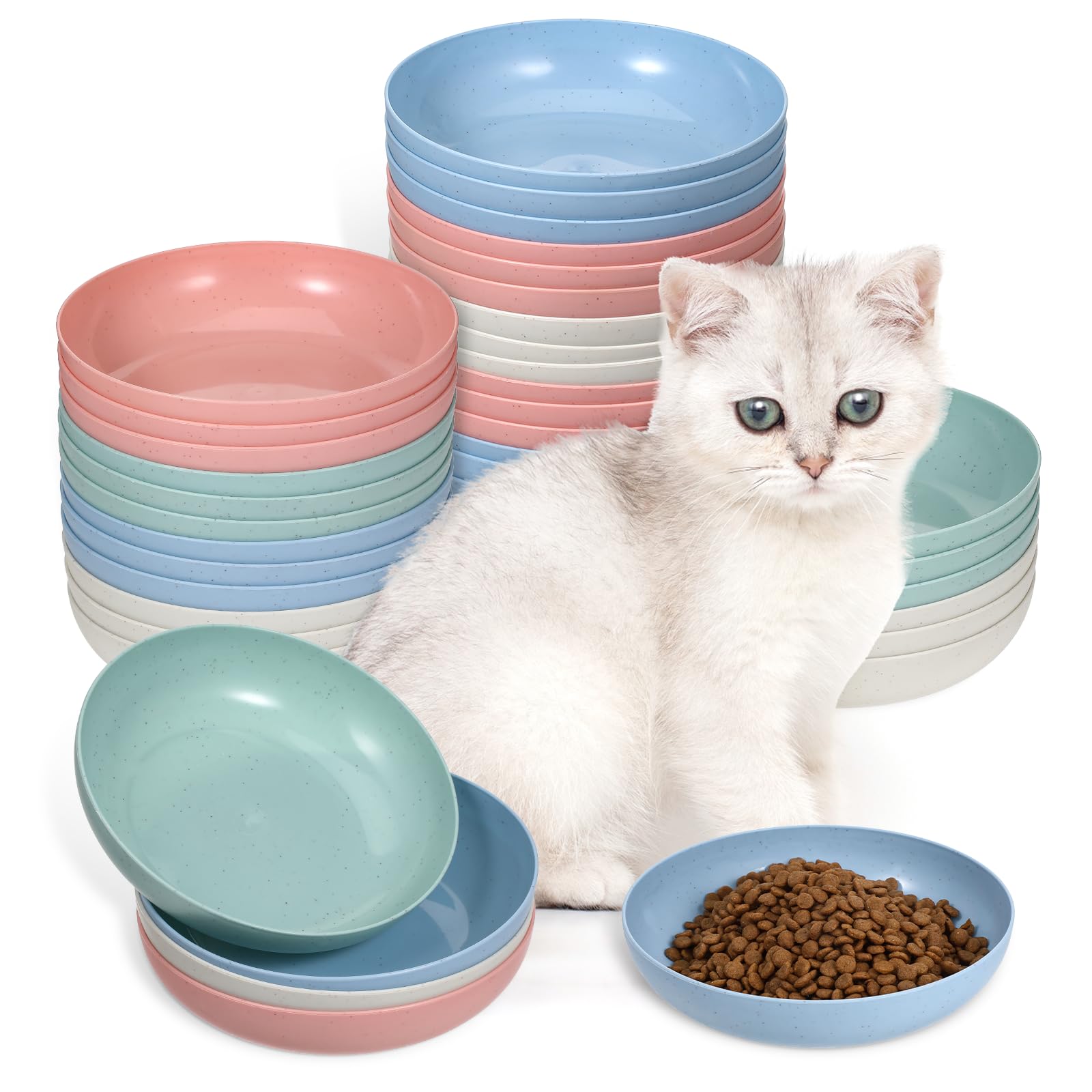 40 piatti per gatti adatti ai baffi poco profondi e larghi per alimenti per animali domestici ciotola per acqua da 15,2 cm baffi per stanchezza ciotole per gatti piatto per cibo per gatti durevole