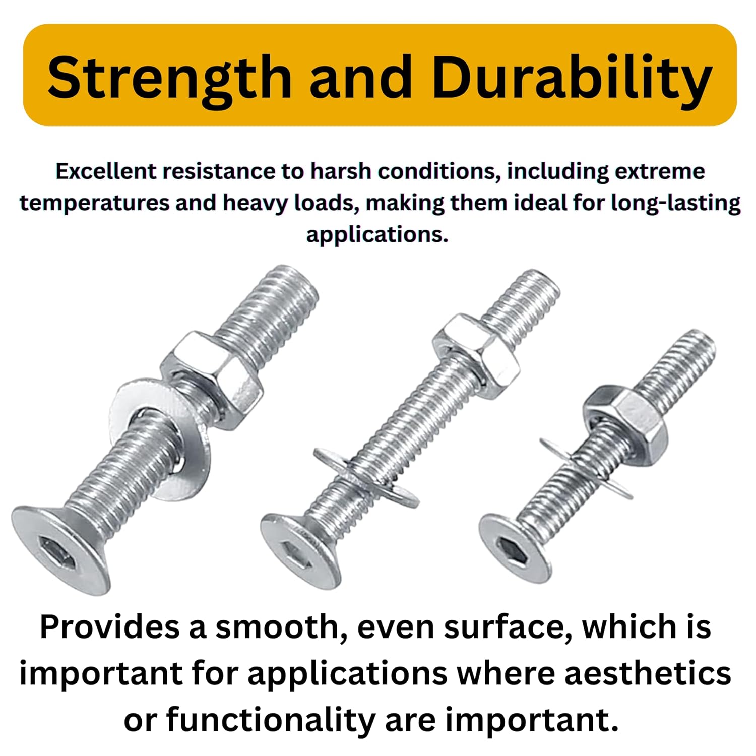 Stainless Steel 202 Grade Flat Socket Head Cap Screw Internal Hex M4 Thread Size Counter Sunk Full Thread Machine Screws Nuts & Bolts Pack of 495 Pcs