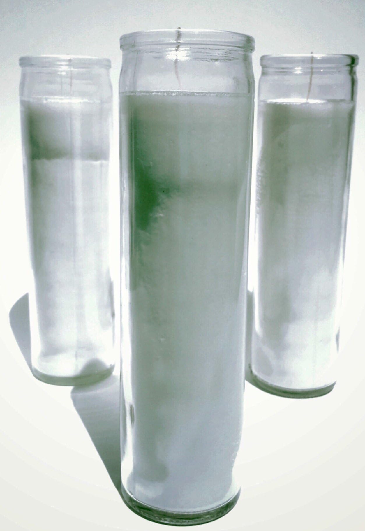 island candles 5 to 7 Day White Sanctuary Candle 3 Pack, Clear Glass, Paraffin Wax Novena Vigil Spell