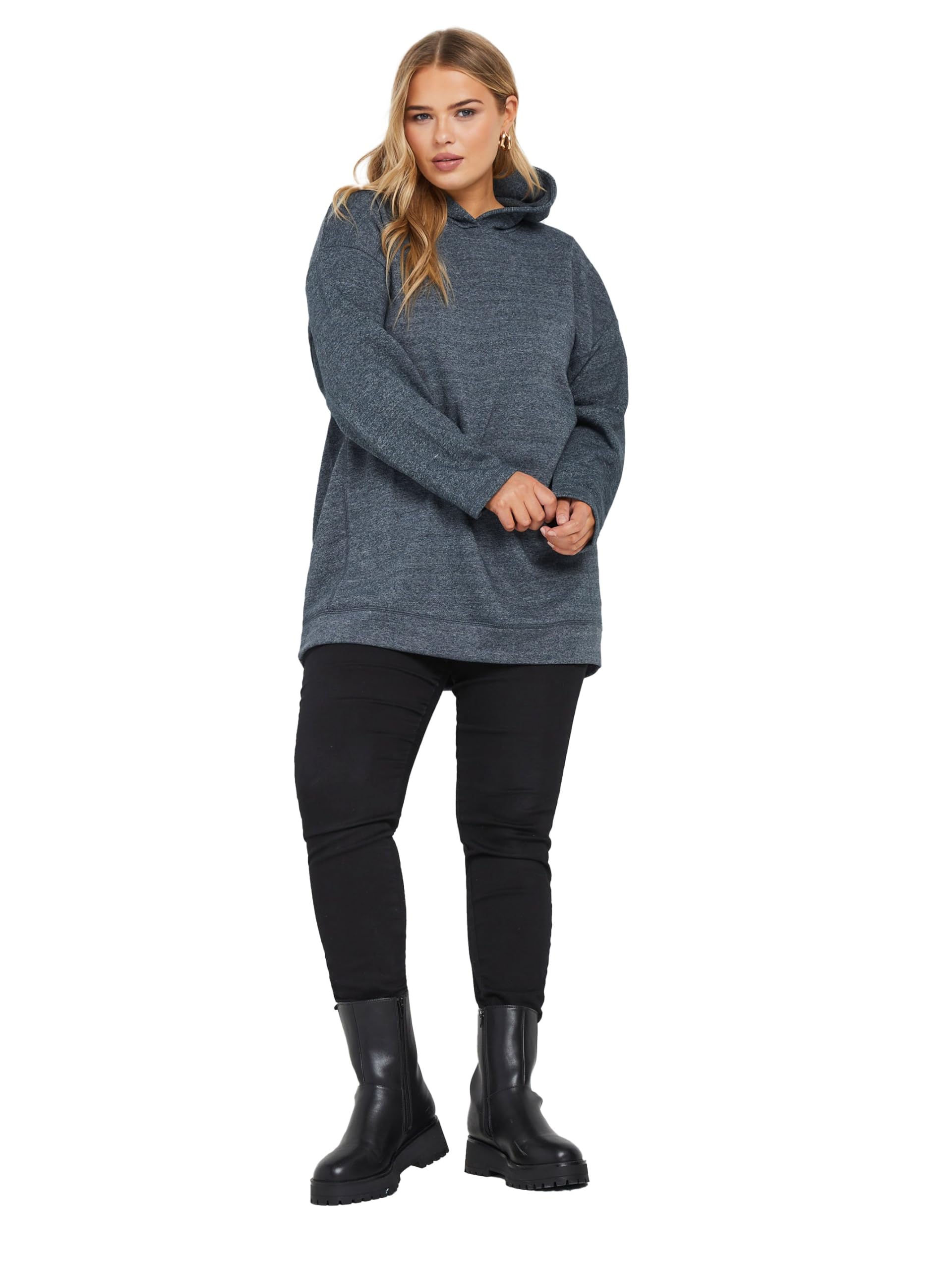 Yours Women's Grey Curve Oversized Long Sleeve Hoodie - Plus Curve 22-24 Plus