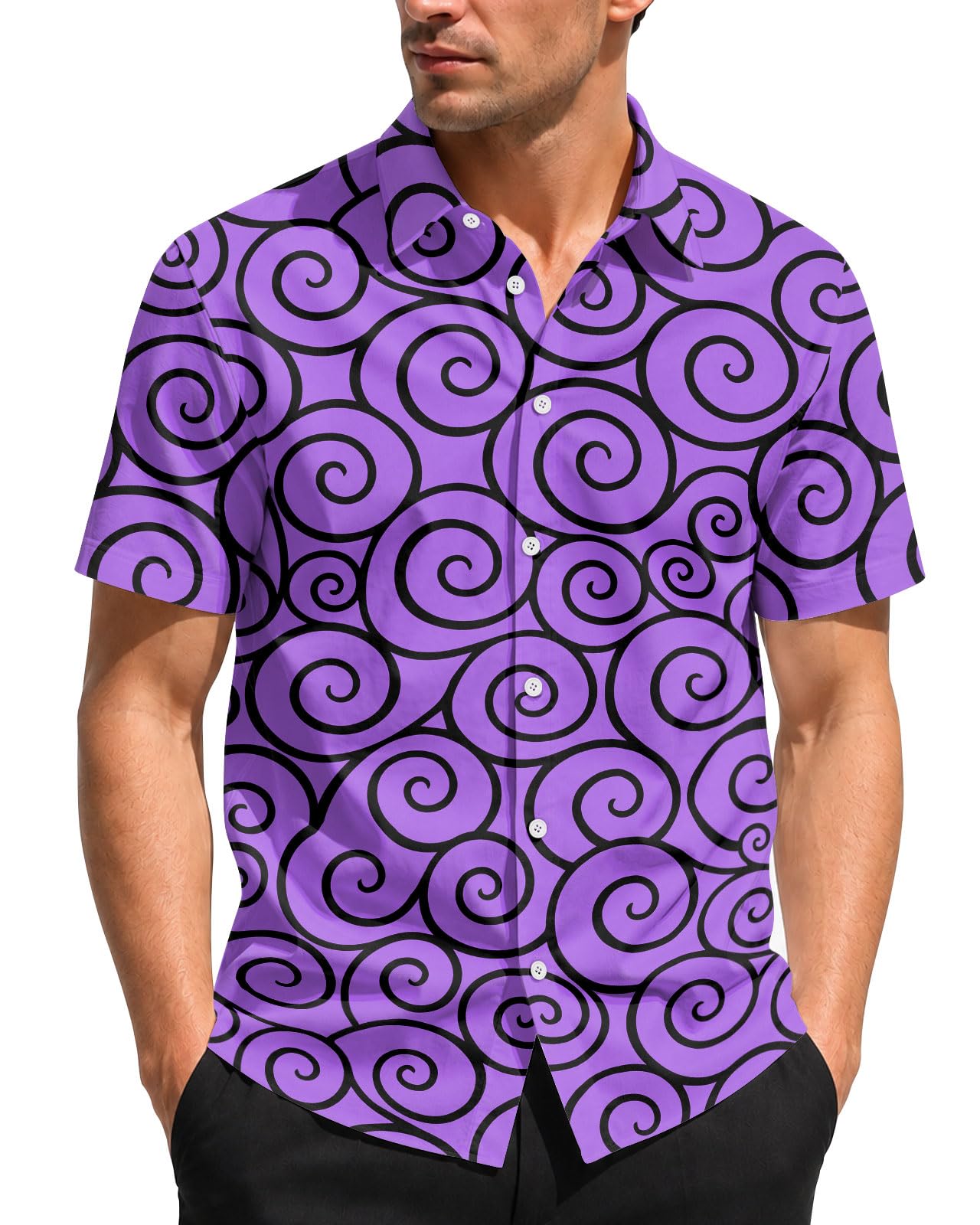 99TIMORO Horror Movie Men's Halloween Button Down Shirts Short Sleeve Top