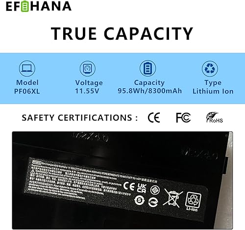 Miniatura 3 de PF06XL - Batería de repuesto para laptop HP Omen 17-W 17-W100NC 17-W100NF 17-W200NA 17-W200NE Series Laptop HSTNN-DB7M 852801-2C1 853294-855