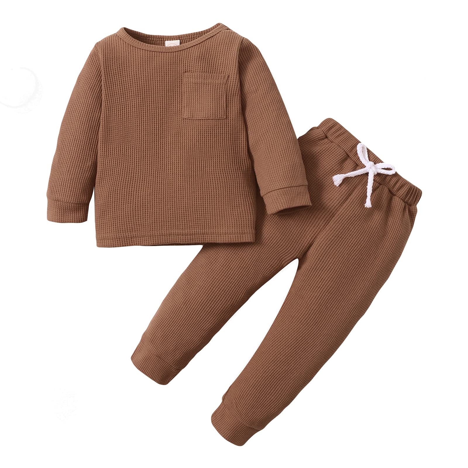 DBZooToddler Baby Boy Girl Unisex Clothes Sets Long Sleeve Crew Neck Tops and Pants Fall Winter Solid Outfits