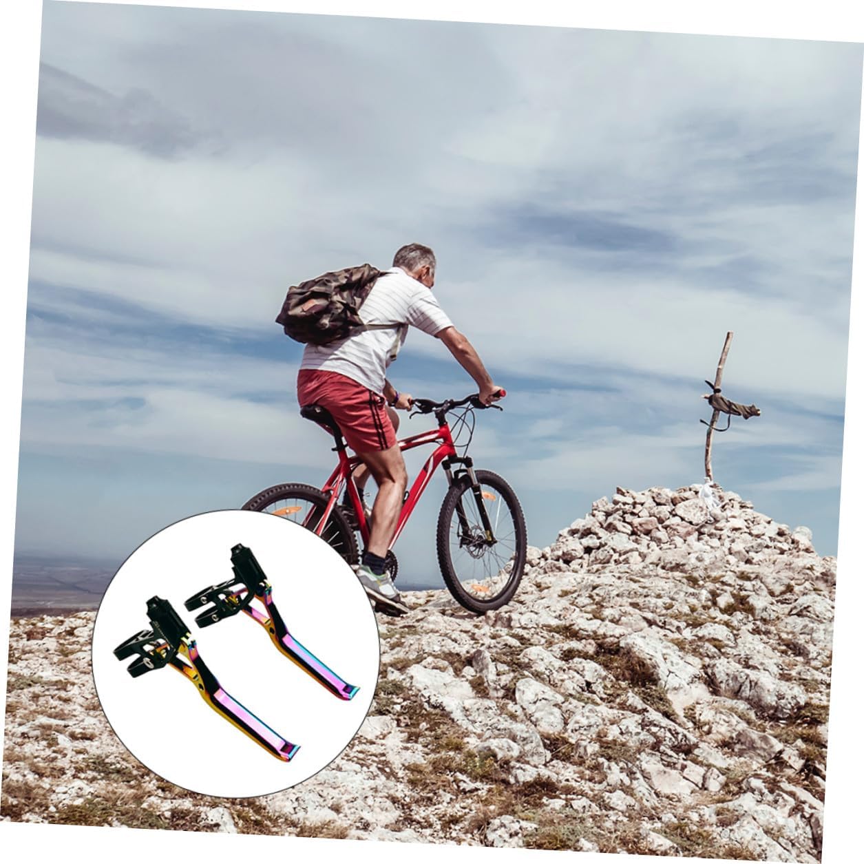 Aluminum Alloy Bicycle Dual-Pivot Brake Lever Pair, Ultra-Light Hollow Cycling Brake Handles for Road and Mountain Bikes, Colorful Lightweight Bike Accessory for Outdoor Riding