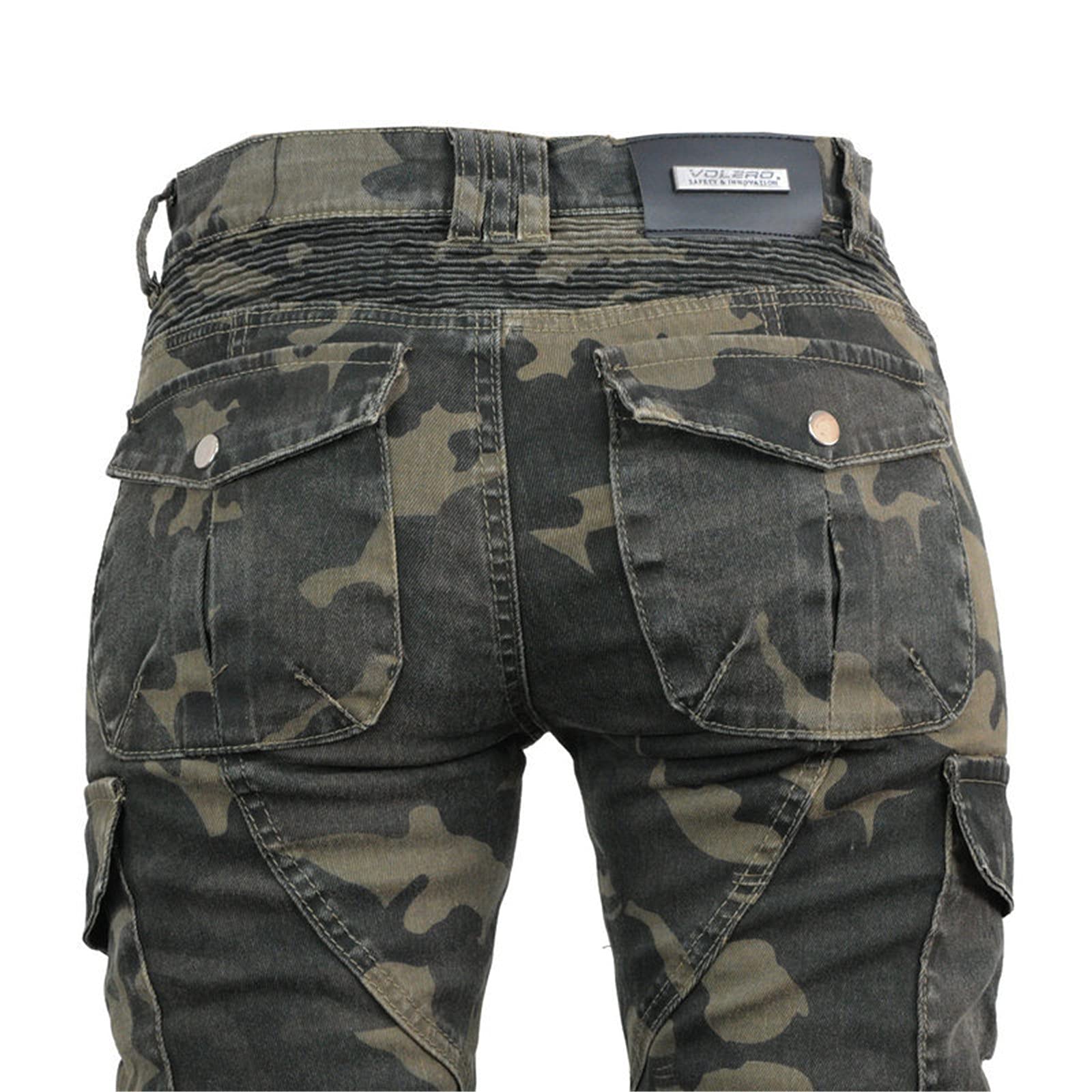 Donna Pantaloni da Moto,Motorcycle Jeans Biker Motociclista Stretch Mimetico Ciclismo Pantalone Multitasche con 2 Protezioni Ginocchia E 2 Protettori Anca