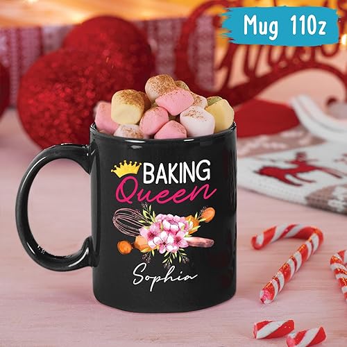Miniatura 4 de Tazas de panadero personalizadas con nombre, taza de cerámica personalizada para hornear Queen, taza de porcelana para hornear, el mejor regalo para