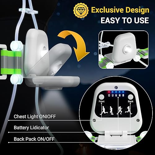 Miniatura 5 de Chaleco de correr para mujer, chaleco reflectante con luces de correr para corredores nocturnos, chaleco reflectante de seguridad para correr para