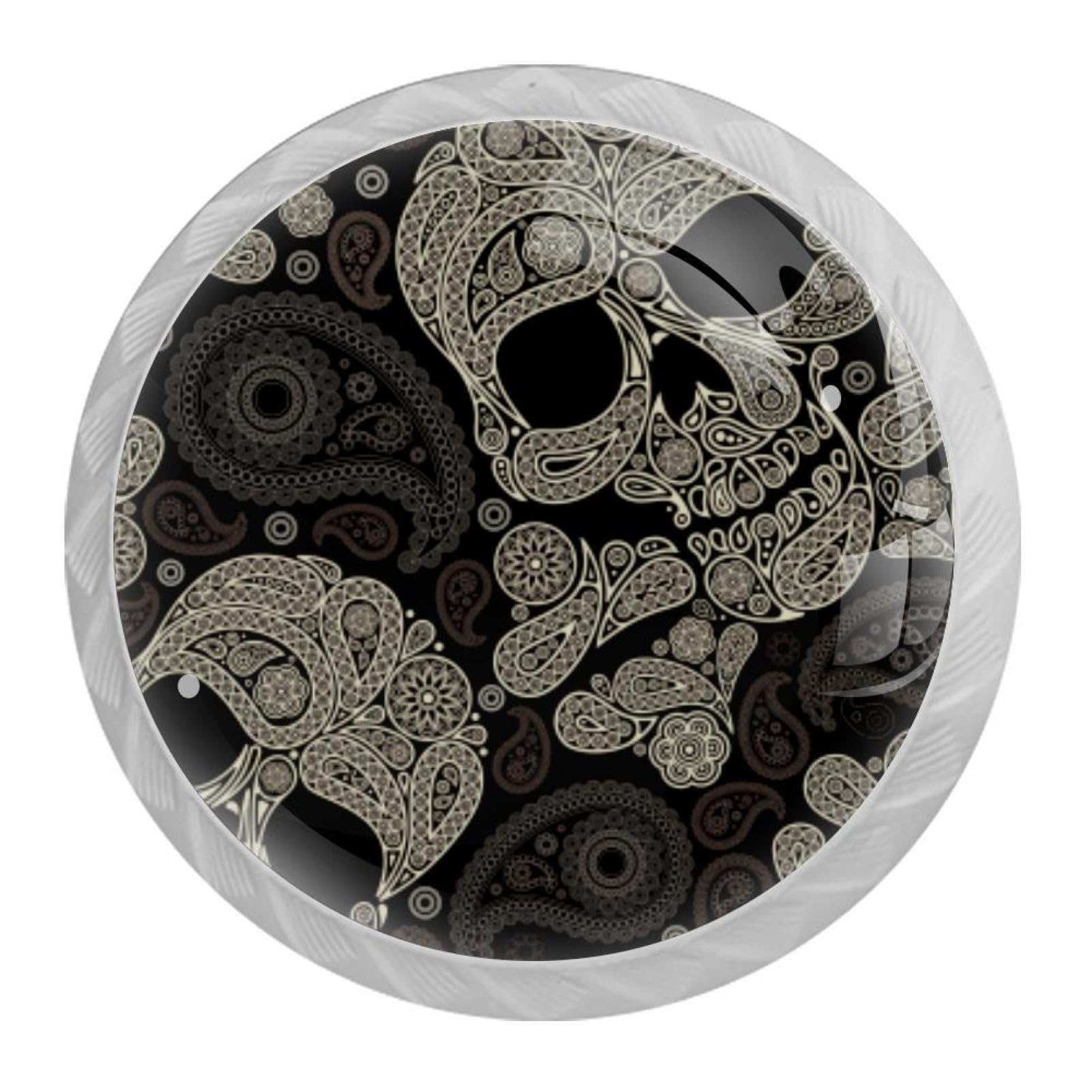Tqmspg Multi16 4 Pieces Drawer Pulls Skull Pattern Door Knobs Dresser Handles For Kitchen Wardrobe Cupboard Hardware Furniture