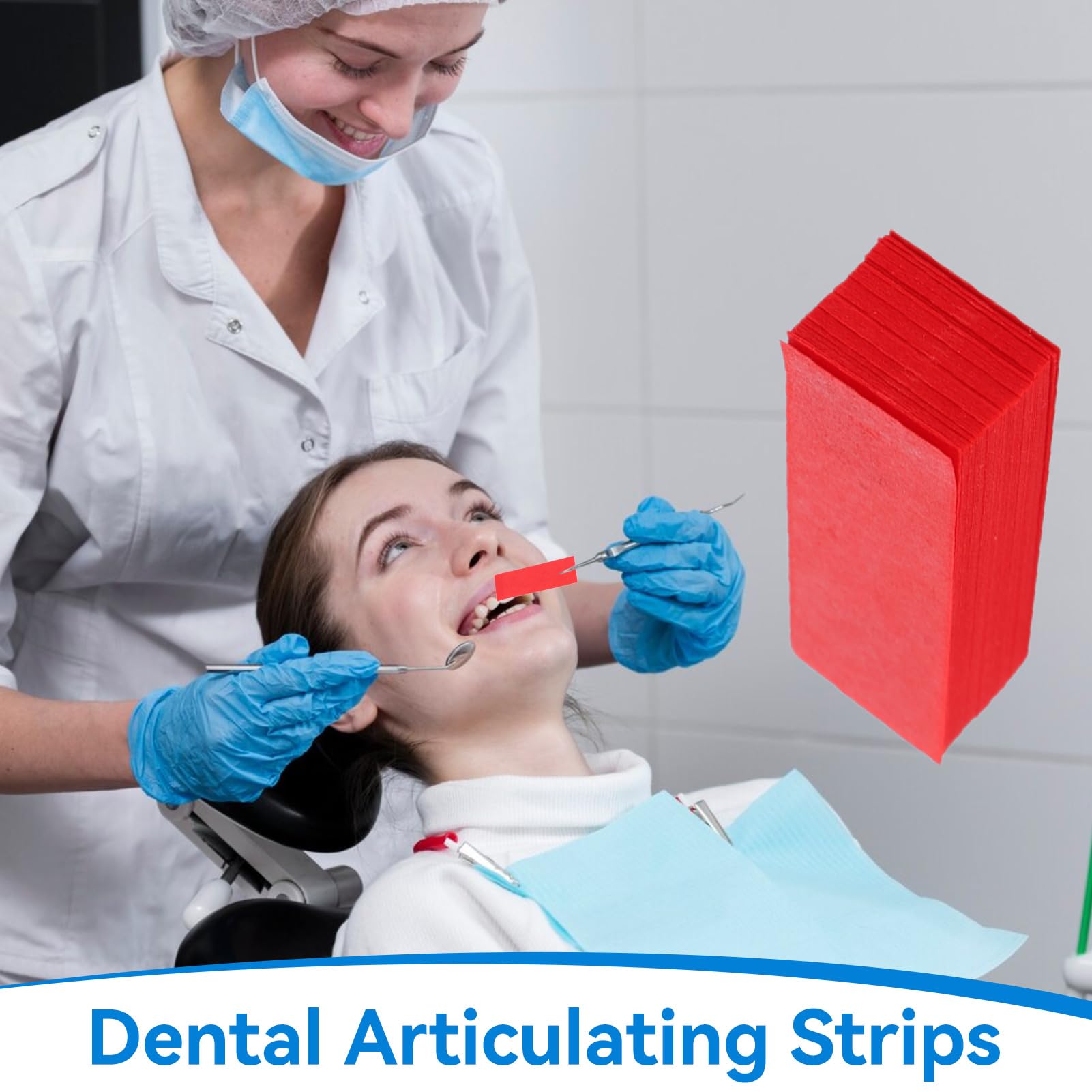 Papel de articulación dental 300 piezas con dispensador de plástico rojo