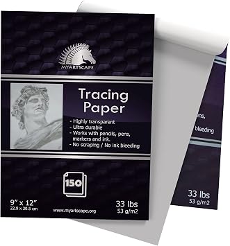 MyArtscape Tracing Paper Pad - 33lb - 9" x 12" - 150 Transparent Sheets - Artist Quality - High Transparency - Professional Art Supplies
