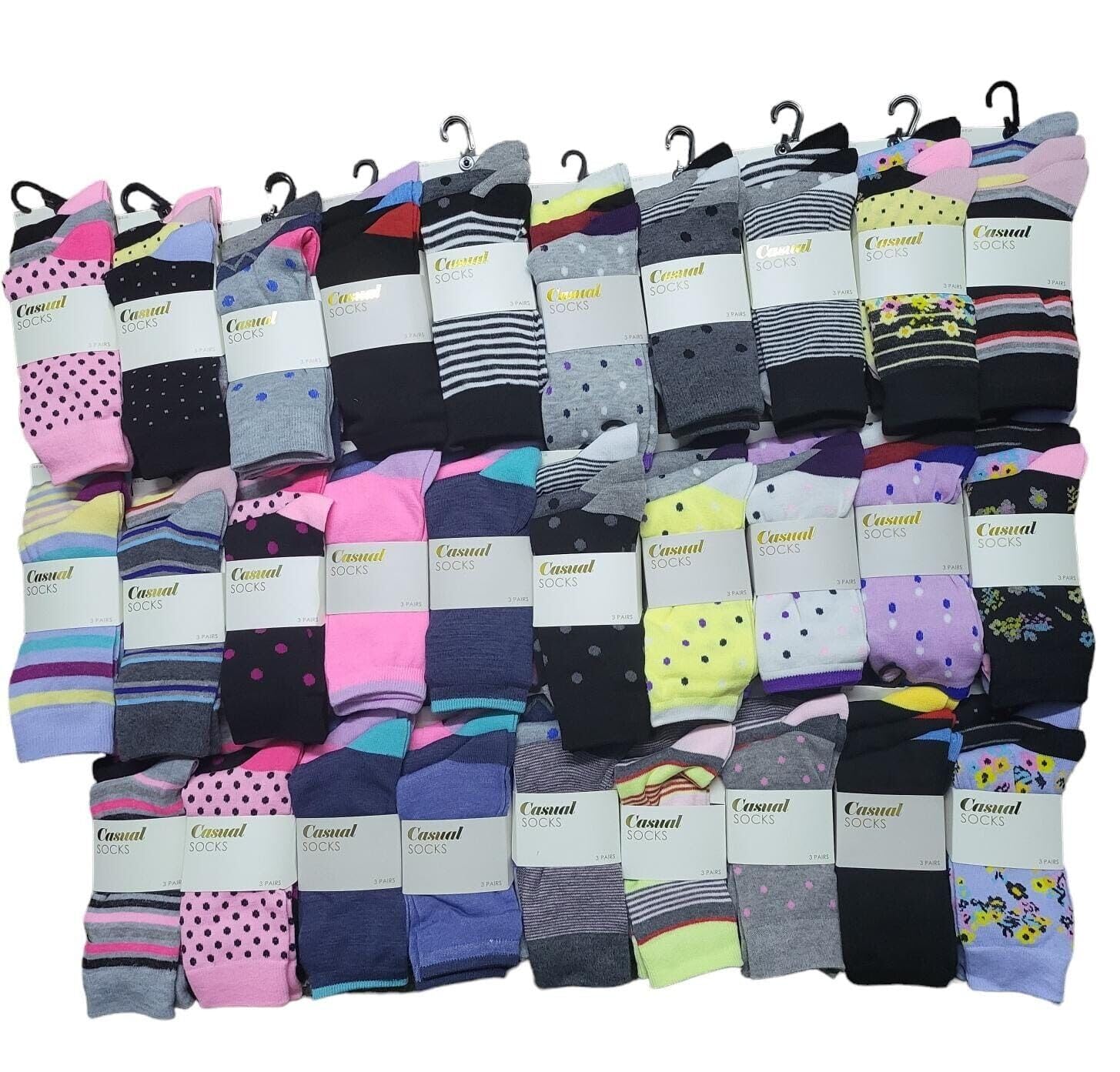36 Pairs Women Assorted Multi-Design Bulk Socks Bundle - Footwear variety Multipack Wholesale Job Lot Ladie Sizes UK 4-8 (UK, Numeric, 4, 8, Regular, Regular, Multicolor)