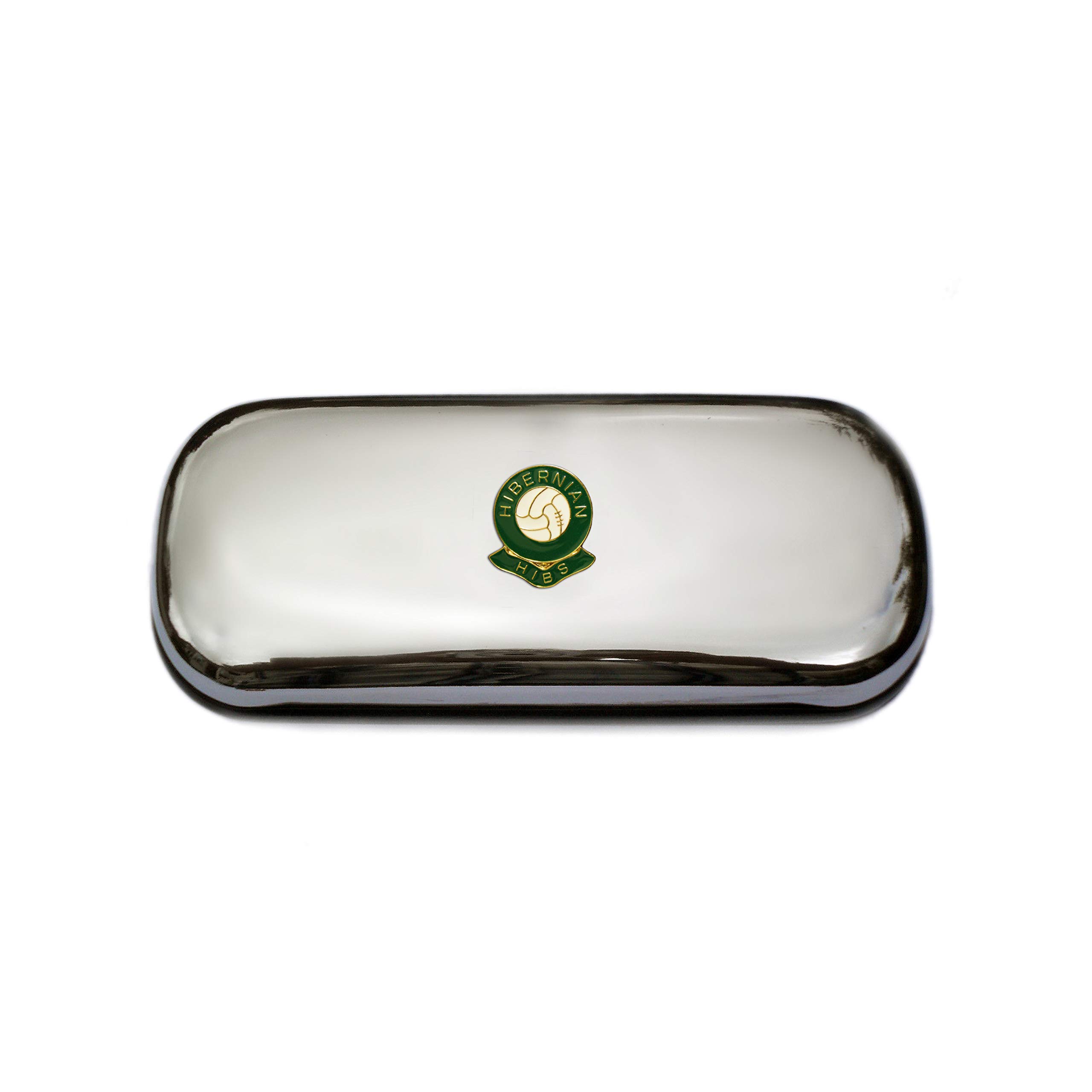 Polished chrome football club glasses case – Hibernian