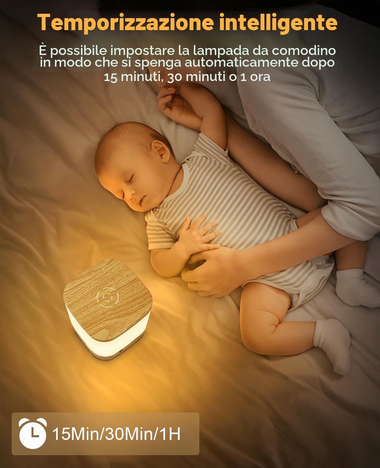 Homefire Lampada da Comodino LED 2ER Touch Dimmerabile: Lampada da Tavolo con Batteria 3600mAH, Ricaricabile USB, Lampada da Comodino Senza Fili con 3 Temperature di Colore e Timer, Luce Notturna per