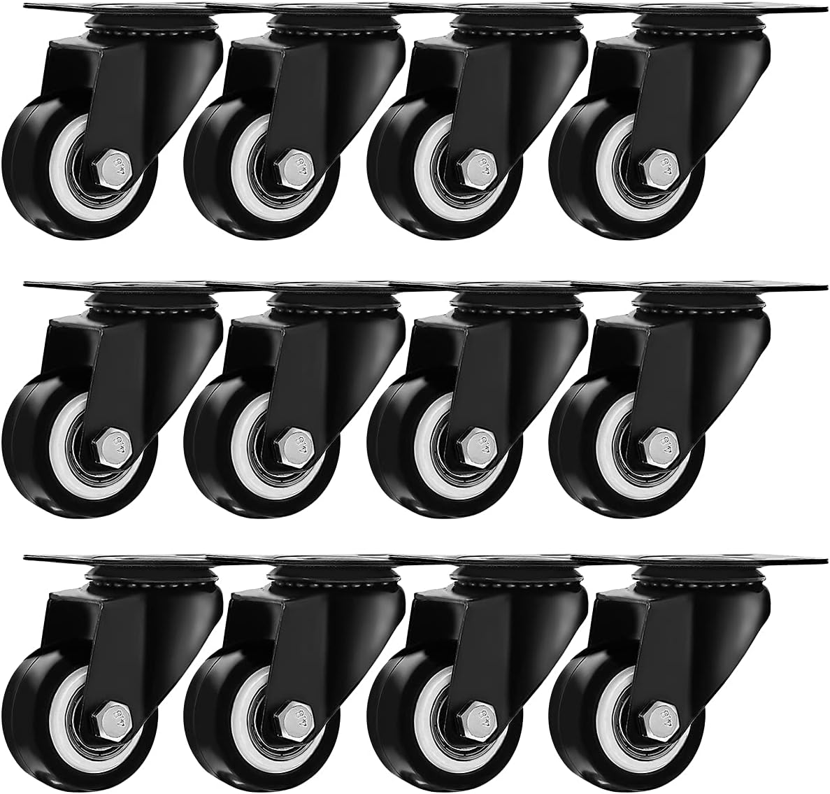 MegaDeal 12 Pack 2" Swivel Caster Wheels Rubber Base with