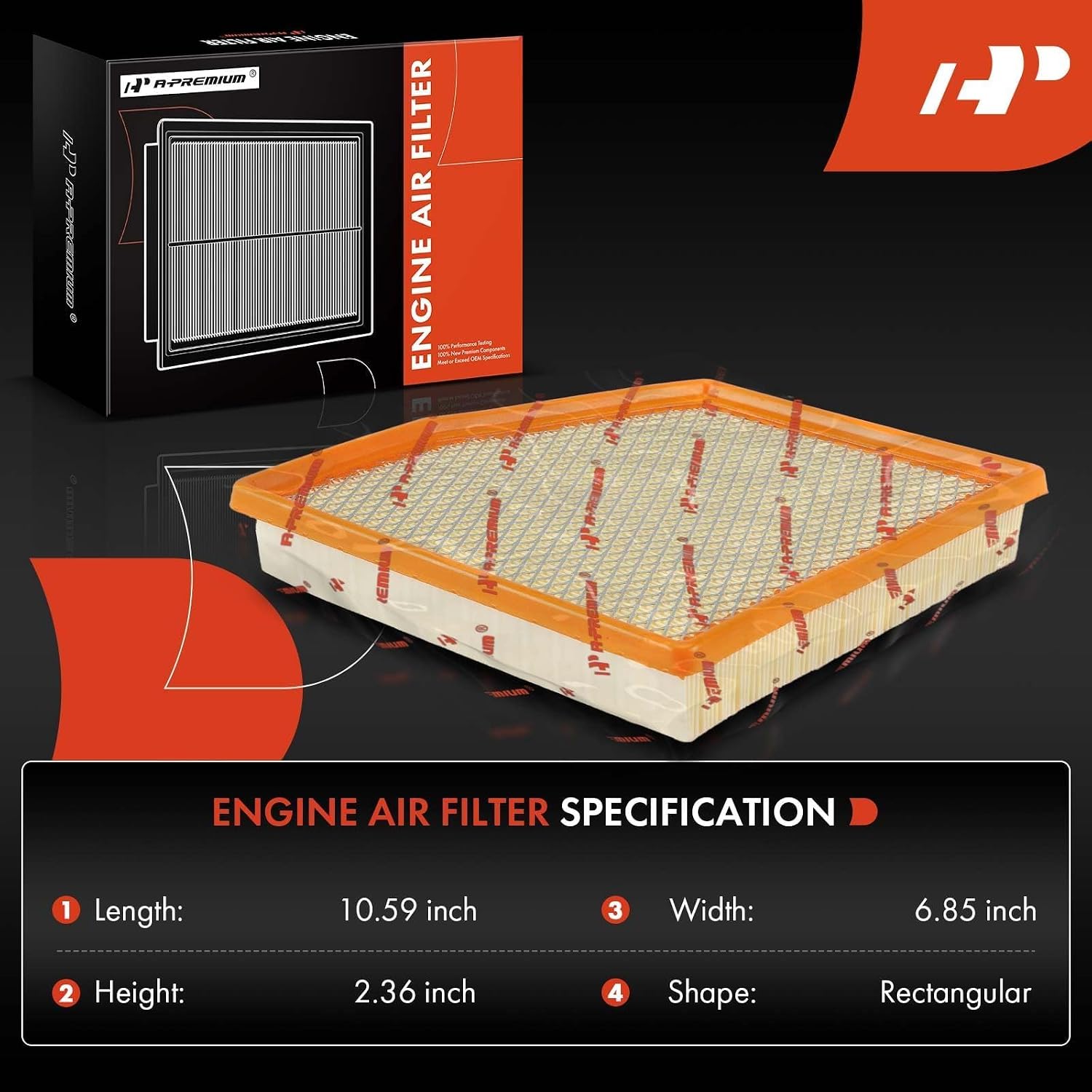 A-Premium Engine Air Filter Compatible with Chrysler Pacifica 2017-2023 3.6L Flex/Gas, Voyager 2020-2023 3.6L Gas