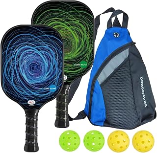 Pickleball Paddles Set of 2 or 4, USAPA Approved Fiberglass Pickleball Racket Set with 4 Outdoor Pickleballs and 1 Carry