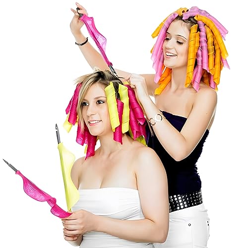 Miniatura 5 de 50 rizadores de pelo en espiral sin calor de 12 pulgadas, mágicos sin calor, para cabello largo, 4 ganchos de peinado, juego de rodillos de pelo