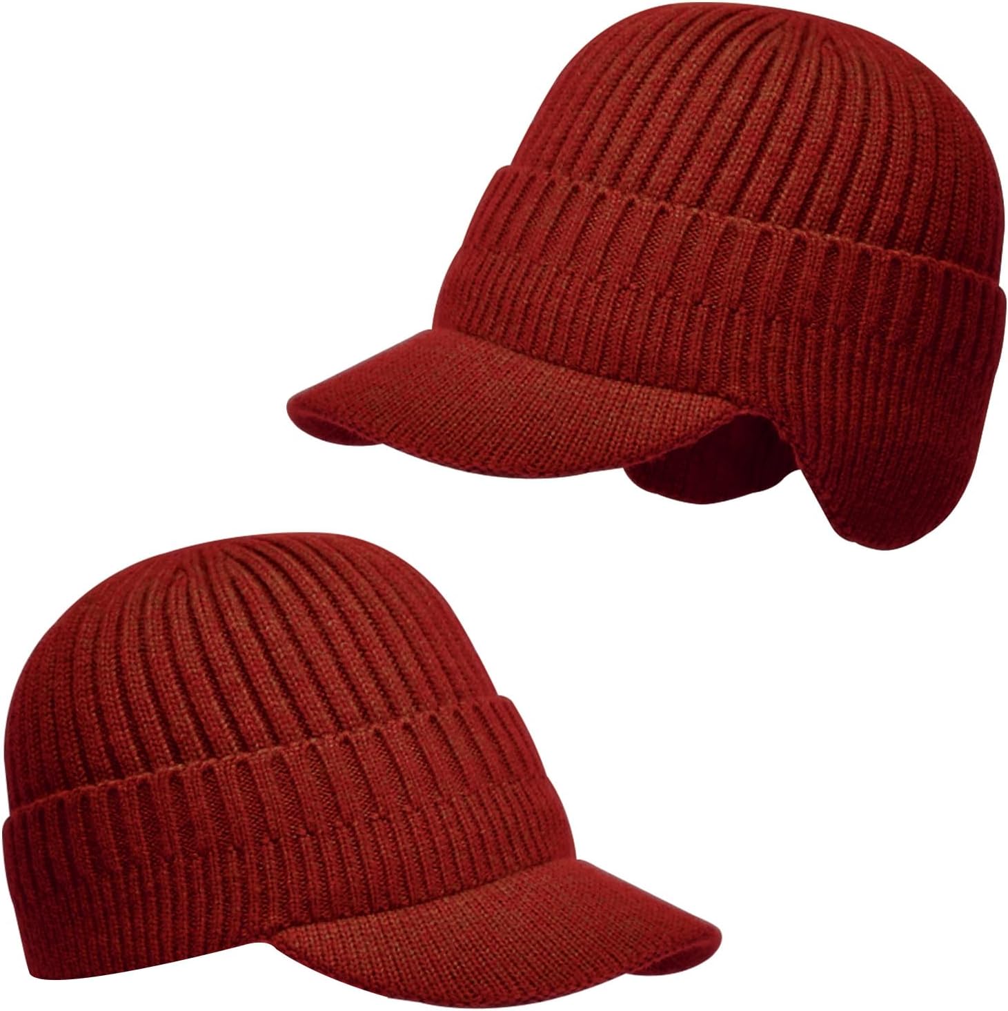 Men's Winter Hat with Brim, Warm Earflaps Hat for Men, Thick Fleece Lined Knit Winter Beanie Outdoor - Image 6