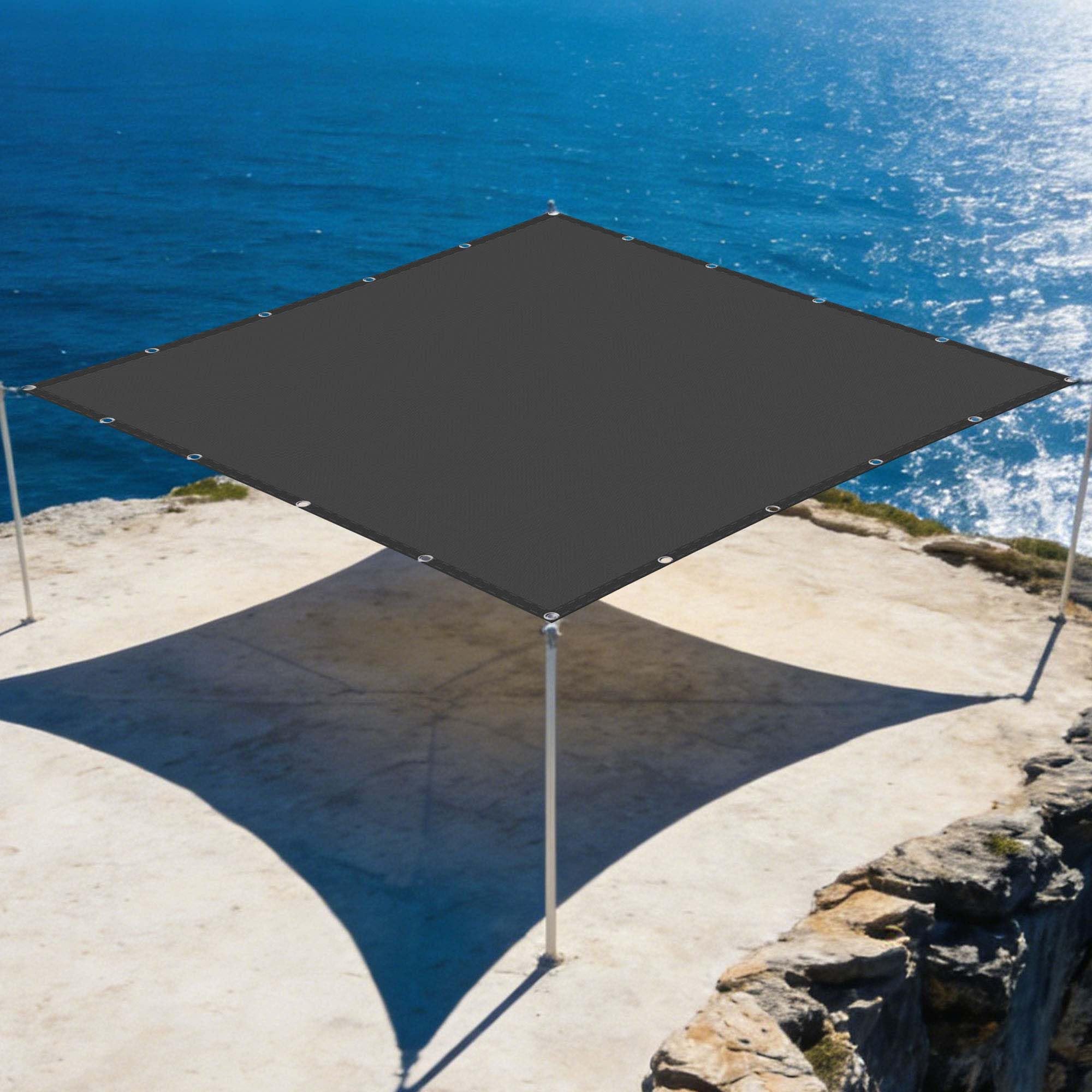 Voile d'ombrage 260x340 gris foncé avec oeillets pour soleil et pluie