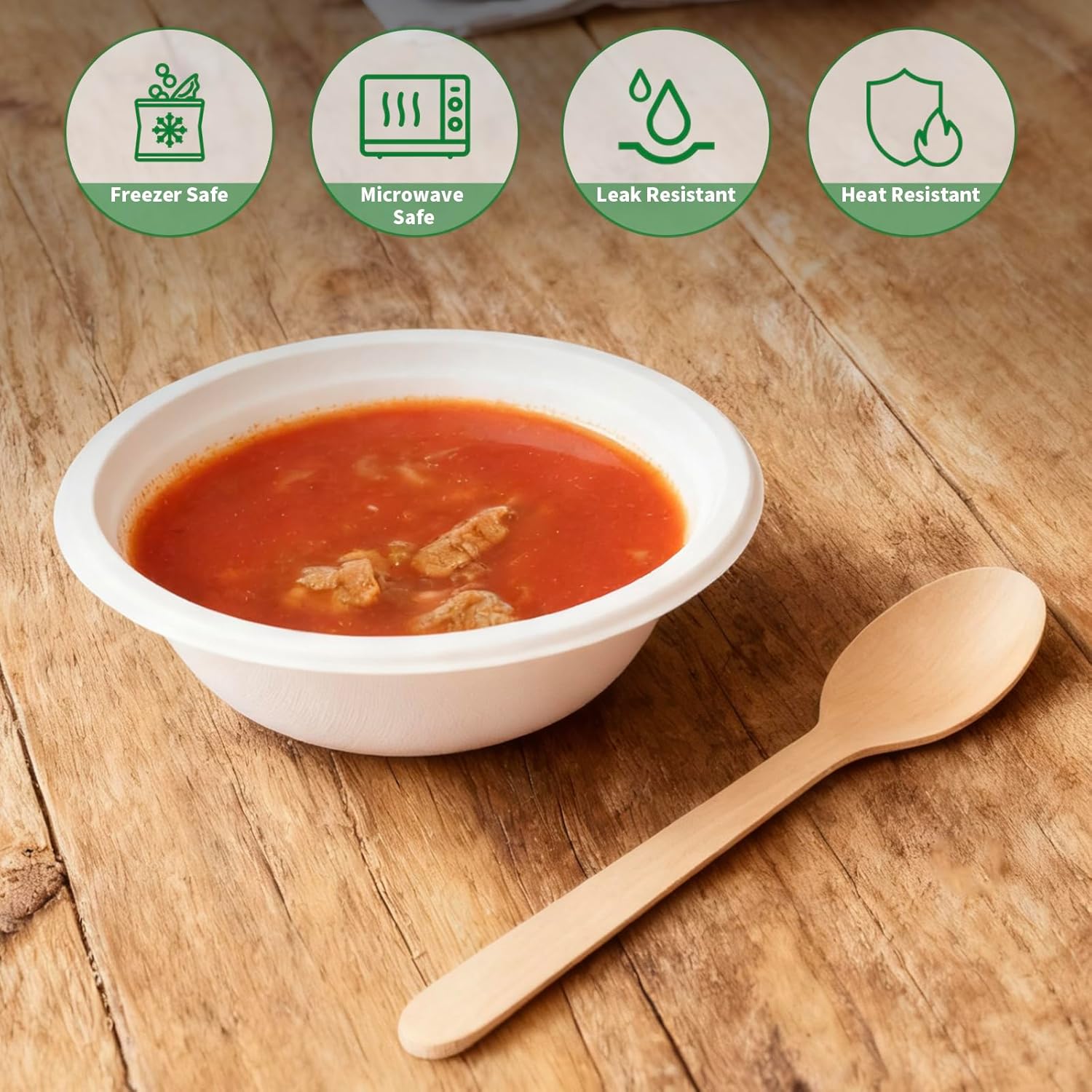 Aricsen Compostable 12 Ounce 200 Pack Disposable Small Round Paper Bowls, PFAS-Free, Eco-Friendly, Biodegradable Bagasse For Hot Soup Food Salad Dinner Party (200, 12 OZ)