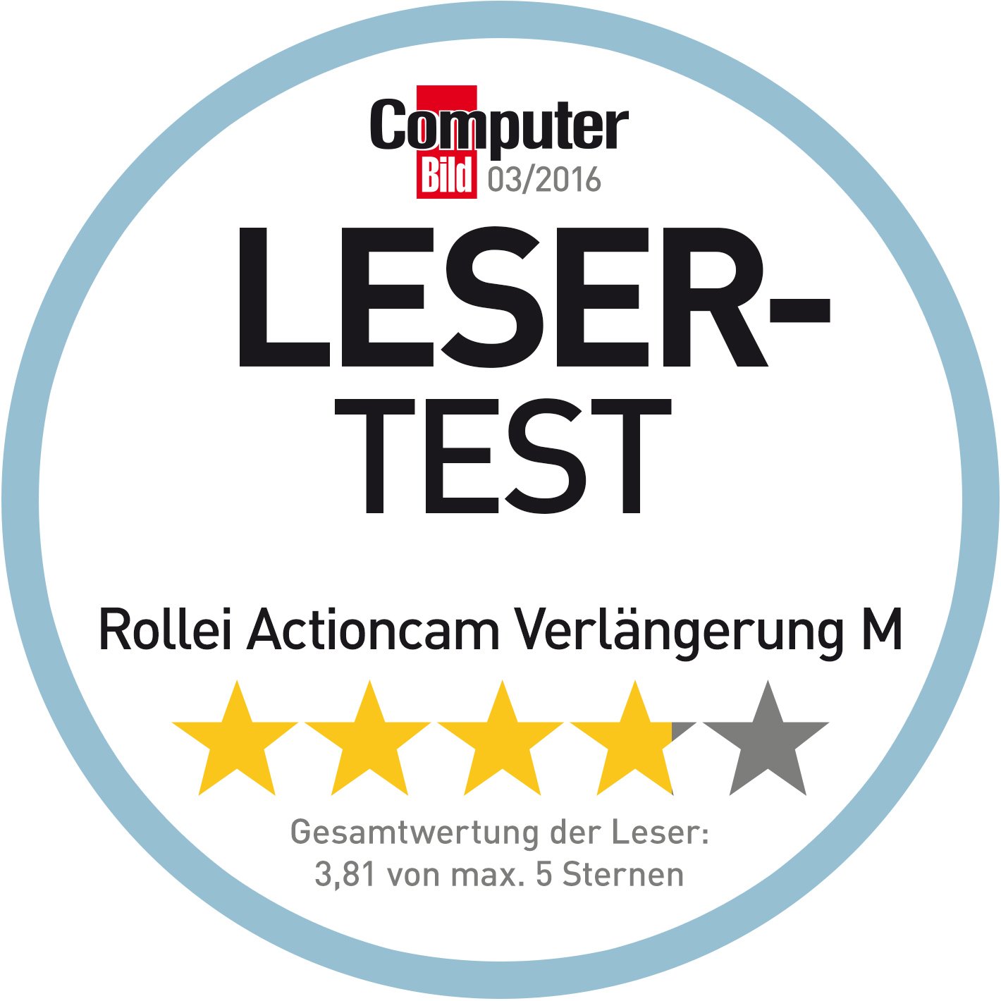 Rollei Actioncam Verlängerung Größe M - verformbares Verlängerungsstück für eine Flexible Befestigung von Actioncams von Rollei und von GoPro