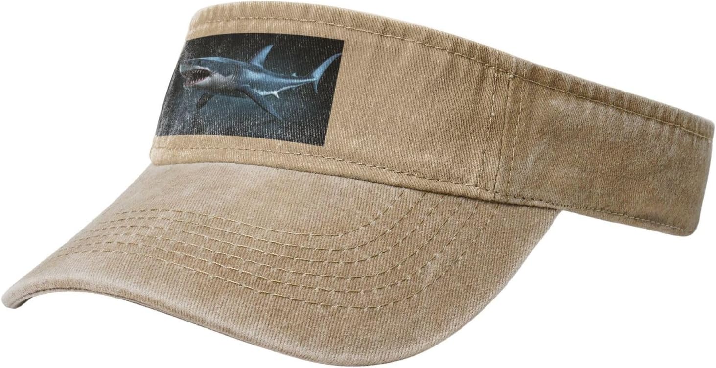 Sun Hats for Men Women Summer Sport Empty top Baseball Cotton with for Beach, Summer, Fierce Shark Black