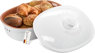 Römertopf Brottopf oval MAXI 6,5 L Brotkasten Keramik XXL, Weiß