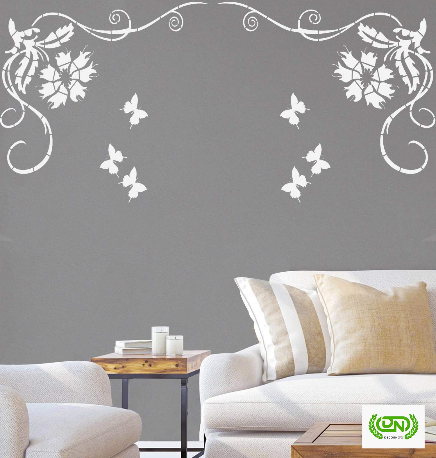 DECORNOW Induced Butterfly Corner Floral Reusable DIY Wall Stencil Painting, Suitable for Home Decoration, Wall Decoration Size : (16 inch x 24 inch) (B07VLBG26P) Amazon Price History, Amazon Price Tracker
