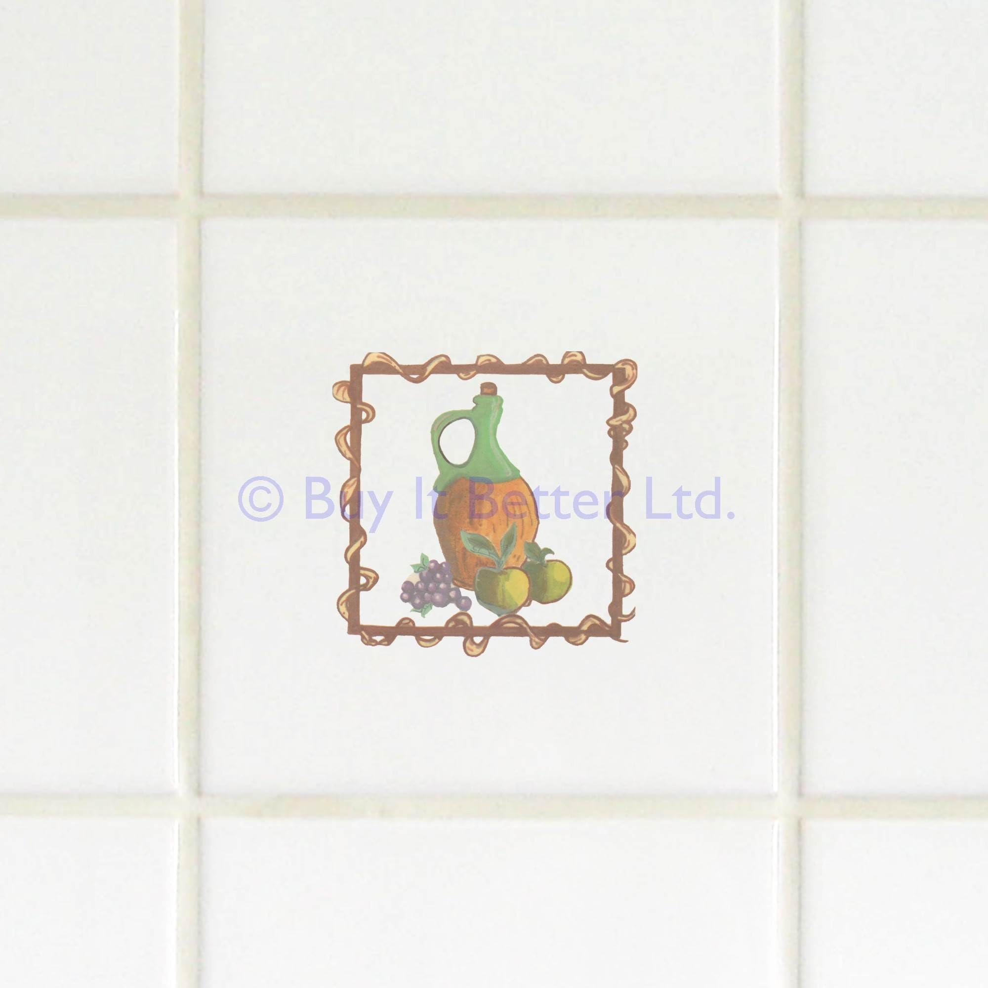Tile Transfers Water Slide Decal Inset Farm House Bottle and Fruit 5 Pack