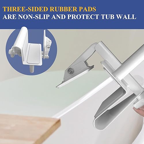 Miniatura 4 de Barra de seguridad para bañera ajustable para regadera, barra de agarre para bañera médica blanca, barras de agarre para baño, mango de seguridad
